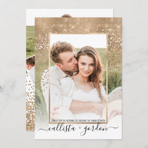 Guld Glitter Confetti Ombre Photo Collage Bröllop Inbjudningar