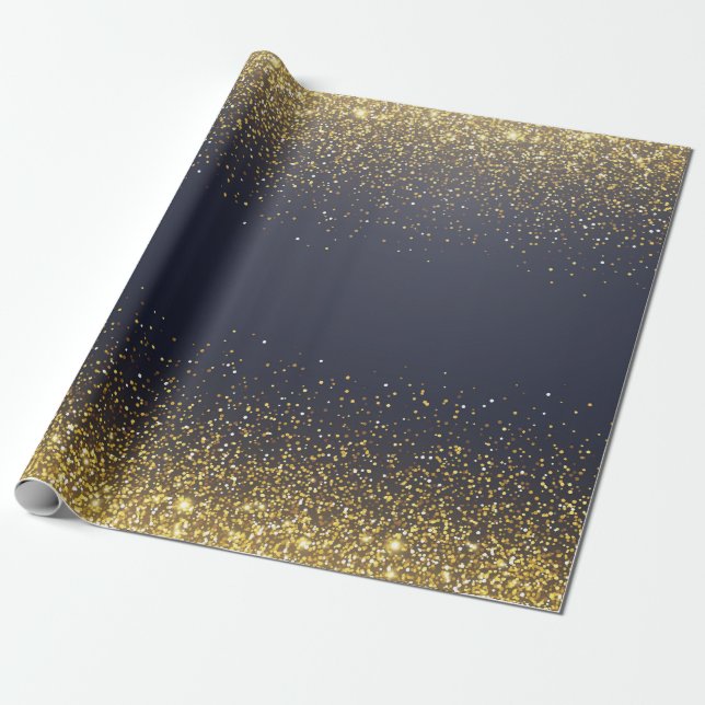Guld Glitter Confetti Presentpapper (Utrullad)