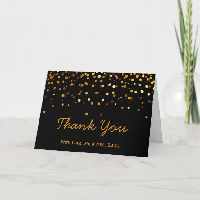 Guld Glitter Confetti Sparkles Black Tack Kort (Framsida)