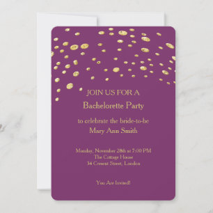 Guld Glitter Confetti Sparkles Lila Bachelorette Inbjudningar