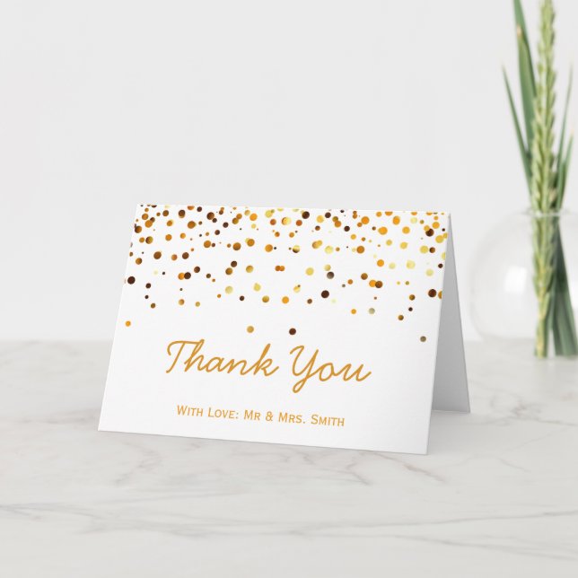 Guld Glitter Confetti Sparkles Tack Kort (Framsida)