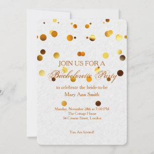 Guld Glitter Confetti Sparkles White Bachelorette Inbjudningar