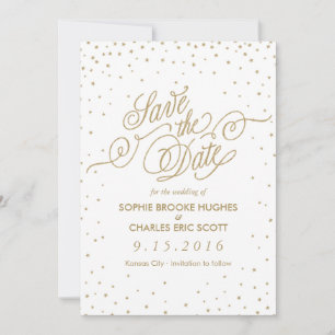 Guld Glitter Confetti Stars Finare Spara datumet