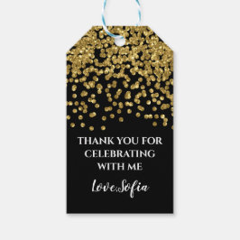 Guld Glitter Confetti Tack Märkre födelsedag Presentetikett