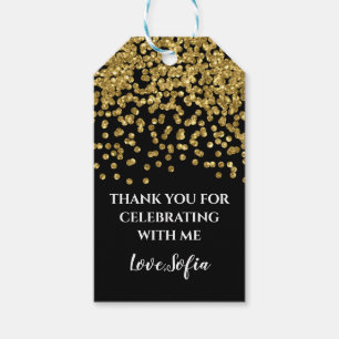 Guld Glitter Confetti Tack Märkre födelsedag Presentetikett