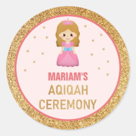 Guld Glitter Cute Little Princess Aqiqah Runt Klistermärke