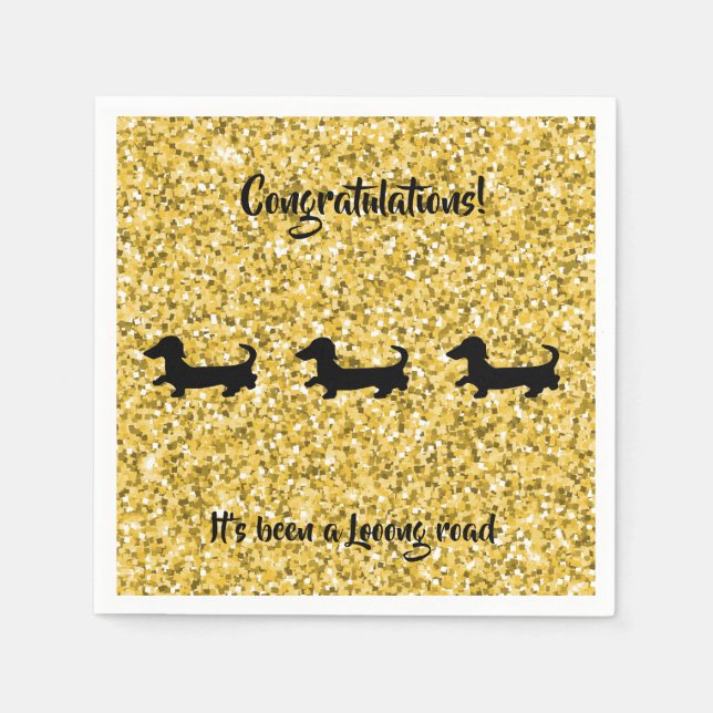 Guld Glitter Dachshund Papper Napkins Pappersservett (Framsidan)