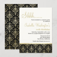 Guld Glitter Damask 70:e överraskningsFödelsedagsf