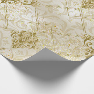 Guld Glitter Damask-julen Julafton Helgdag Presentpapper