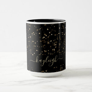 Guld Glitter damm vid Svarta Mugg Personligen