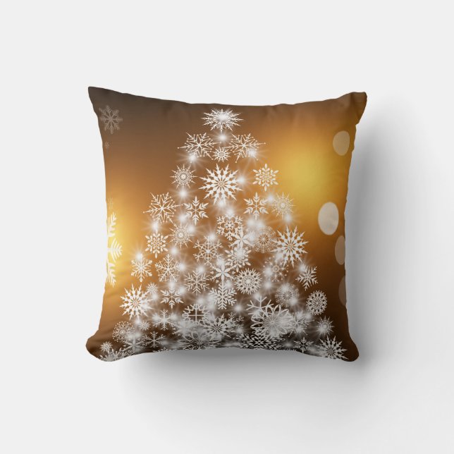 Guld Glitter Dekorativ Glad Jul Gran Kudde (Framsida)