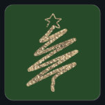 Guld Glitter, den moderna Grönten Julgran Fyrkantigt Klistermärke<br><div class="desc">Faux guld glitter moderna träd-dekalen. Helgdag elegant framträder som gröntens bakgrund,  vilket gör att klistermärket är så vackert. Perfekt för alla dina helgdag.</div>