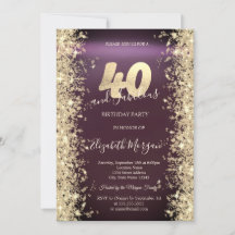 Guld Glitter Diamanter Burgunder 40-årsdag