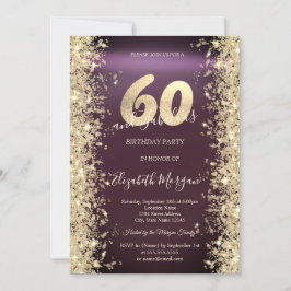 Guld Glitter Diamanter Burgunder 60-årsdag Inbjudningar