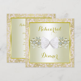 Guld Glitter, Diamond Gem & Bow Rehearings Inbjudningar