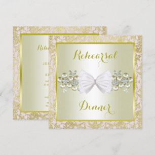Guld Glitter, Diamond Gem & Bow Rehearings Inbjudningar