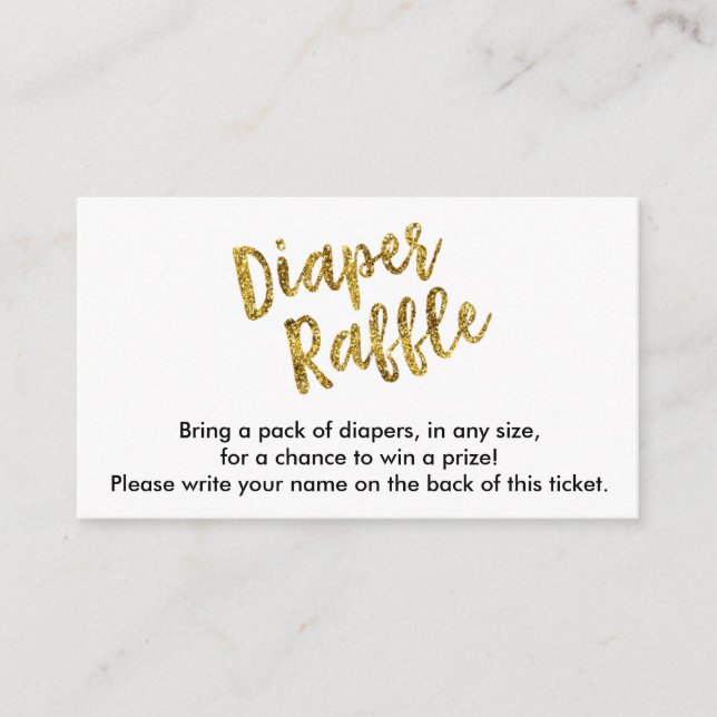 Guld Glitter Diaper Raffle Biljett Tilläggskort (Framsida)