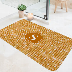 Guld Glitter Diskokula Monogram Badrumsmatta