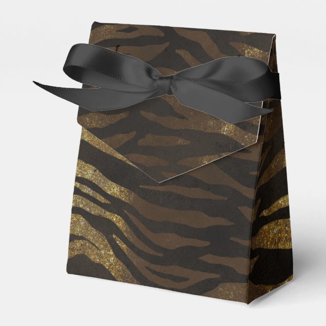 Guld Glitter Djungel Tiger Presentaskar (Framsidan Sidan)