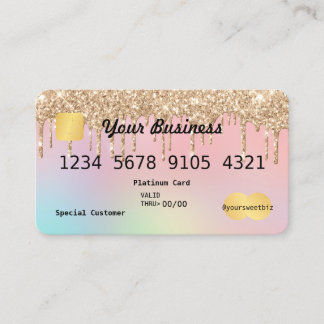 Guld Glitter Drip Ombre Rosa Kredit Affärskort Visitkort