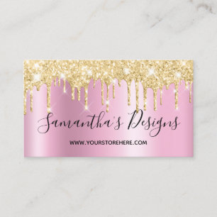 Guld Glitter Drip Rosa Glimmer Webbutik Visitkort