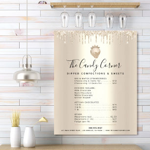 Guld Glitter Drips Efterrätter Godis Meny Prislist Poster