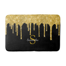 Guld Glitter Drives Gnistra Black Monogram Namn