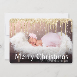 Guld Glitter Drives God jul Photo Julkort