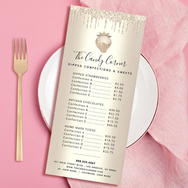 Guld Glitter-drivrutiner Chocolate Dessert Sweets  Reklamkort (Skapare uppladdad)