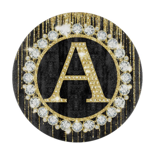 Guld Glitter Dropp Monogram En Personlig Initial (Framsidan)