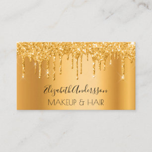 Guld glitter droppar metallmakeup-hår visitkort