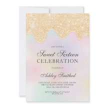 Guld glitter droppar pärlfotot sweet sixteen