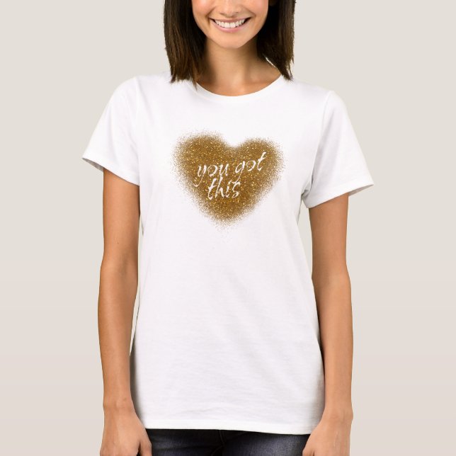 Guld Glitter DU HAR Hjärtat Tanktop Shirt Tee (Framsida)