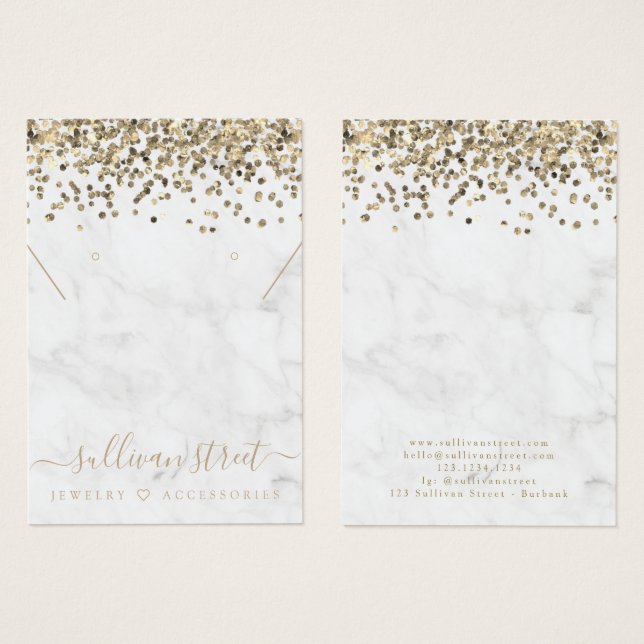 Guld Glitter Earrings Necklace Visning Card Visitkort (Framsida & baksida)