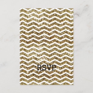 Guld Glitter Effect Elegant Chevron Zig-Zag OSA Kort
