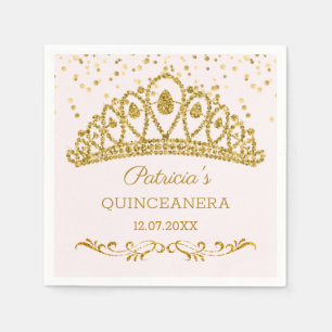 Guld glitter, effekttiara, konetti Quinceanera Pappersservett