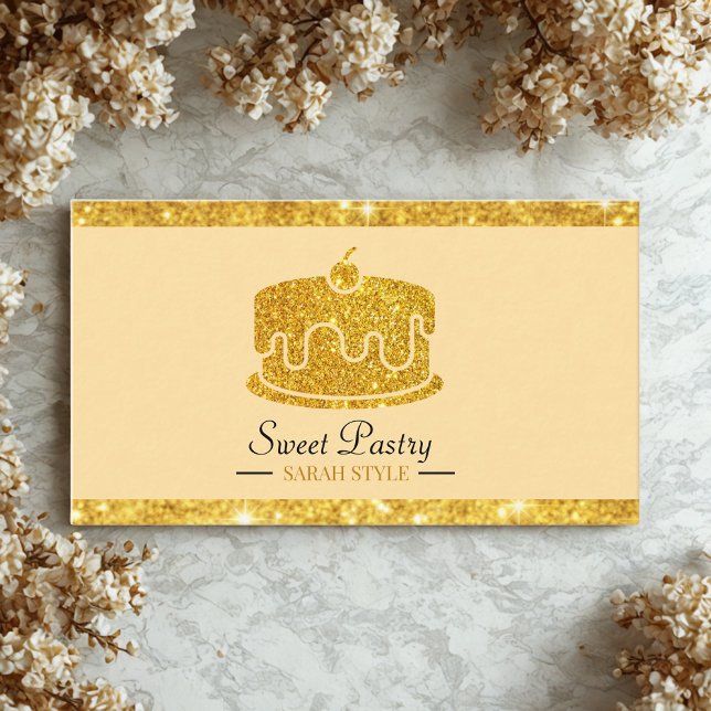 Guld Glitter Elegant Bakery Visitkort (Skapare uppladdad)
