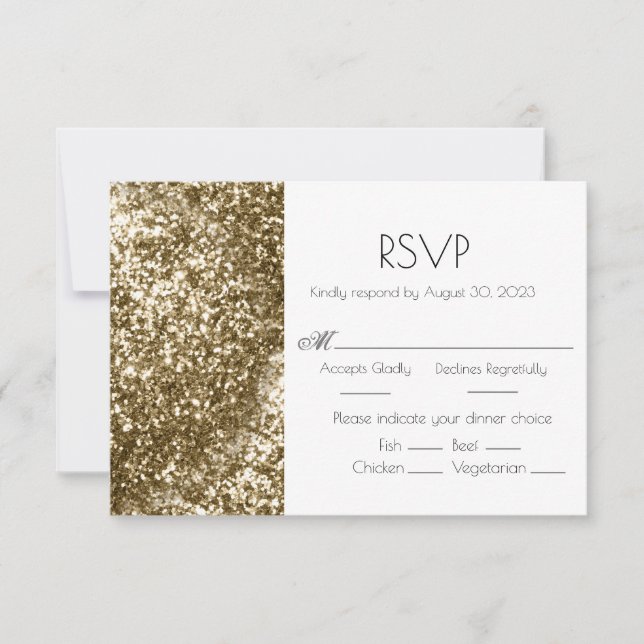 Guld Glitter Elegant bröllop OSA Kort (Framsida)