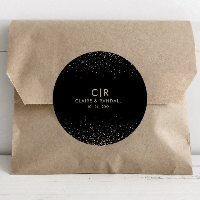 Guld Glitter elegant bröllop Runt Klistermärke (Skapare uppladdad)