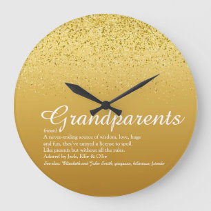 Guld Glitter Elegant Script Grandparent Quote Stor Klocka