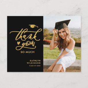 Guld Glitter Elegant Script Studenten Tack Vykort