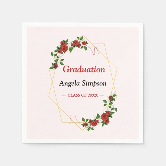 Guld Glitter Elfenbenskustens Studentfest om Röda  Pappersservett (Framsidan)