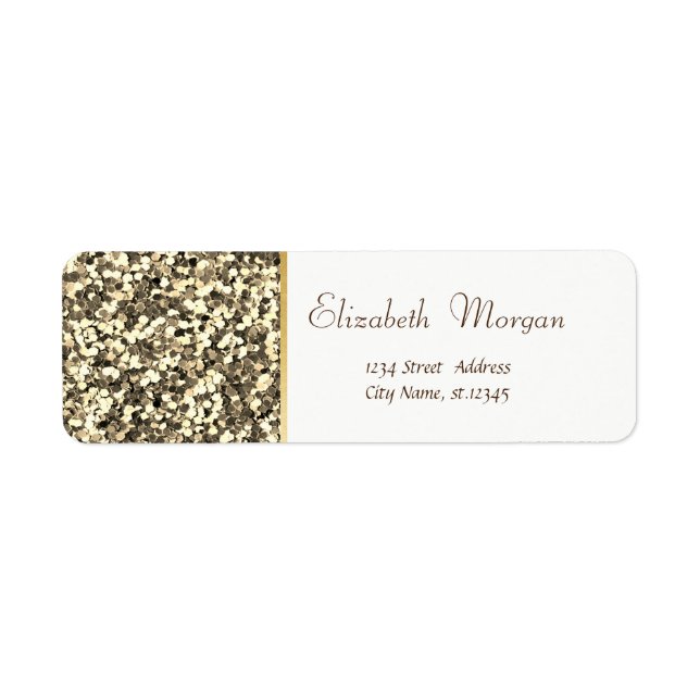Guld Glitter, enkelt, vitt Returadress Etikett (Framsidan)
