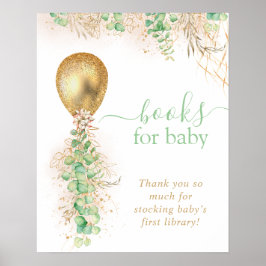Guld Glitter Eucalyptus Balloon Bokar för Baby Poster