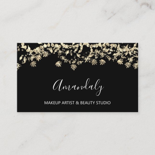 Guld Glitter, evenemangsplanerare för skönhets- oc Visitkort (Framsida)