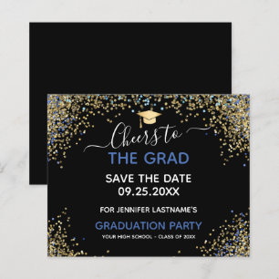 Guld Glitter Examen Fest Firande Spara Datum Inbju
