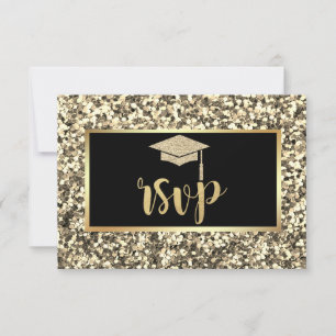 Guld Glitter Examen Hatt, Paljetter Examen Fest OSA Kort