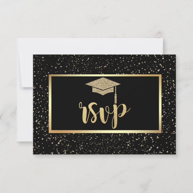 Guld Glitter Examenstårtor, Konfetti  Examenfest OSA Kort (Framsida)