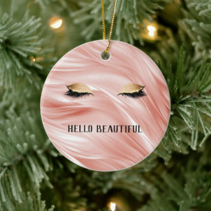 Guld Glitter Eyelash Julgransprydnad Keramik