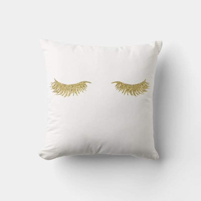 Guld Glitter Eyelash Makeup Dekorativ kudde (Framsida)